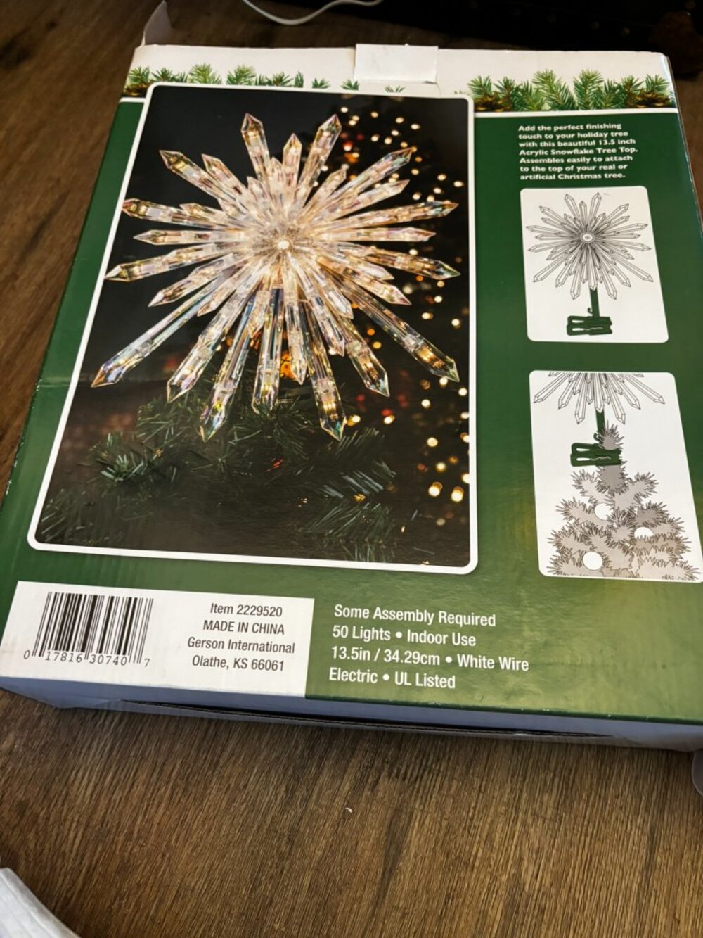 Vintage Sterling LED Christmas Tree Topper Star lighted MIB